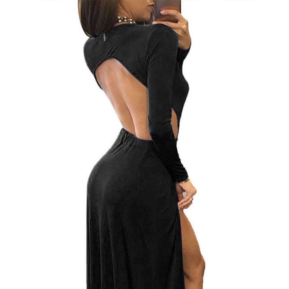 Long Sleeve Red Maxi Dress - Picture 3 of 4